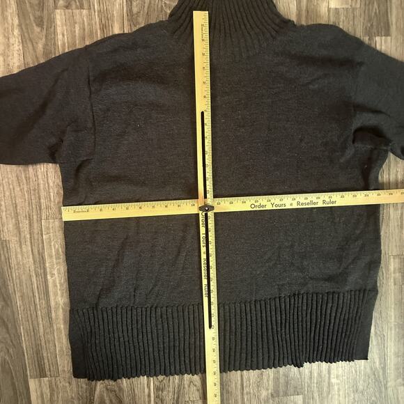 Eileen Fisher Black Ribbed Funnel Neck Sweater 1X Oversized Knit Pullover - Picture 4 of 4